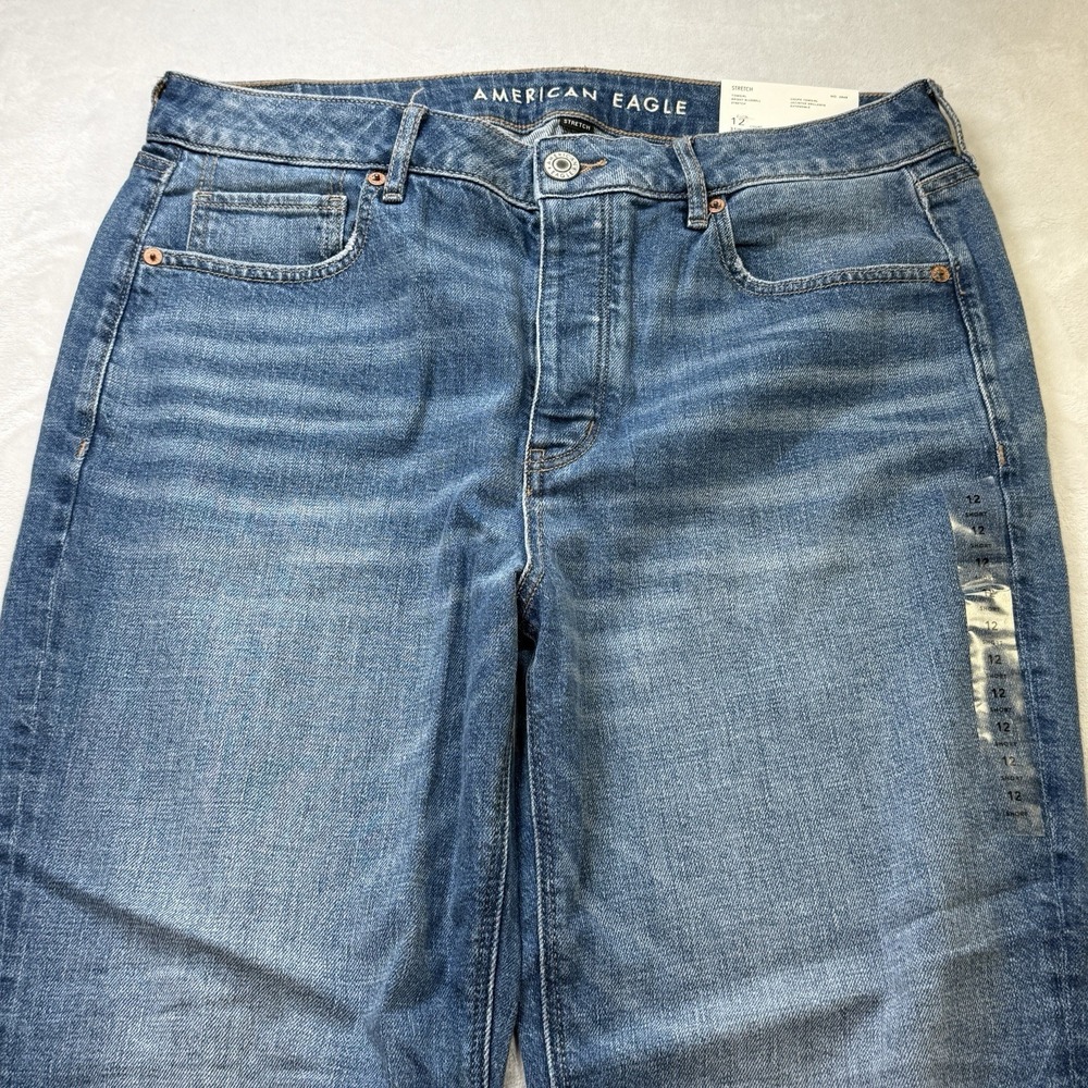 American Eagle Jeans Womens 12 Short Blue Tomgirl Mid Rise Stretch Denim Men - Picture 3 of 11